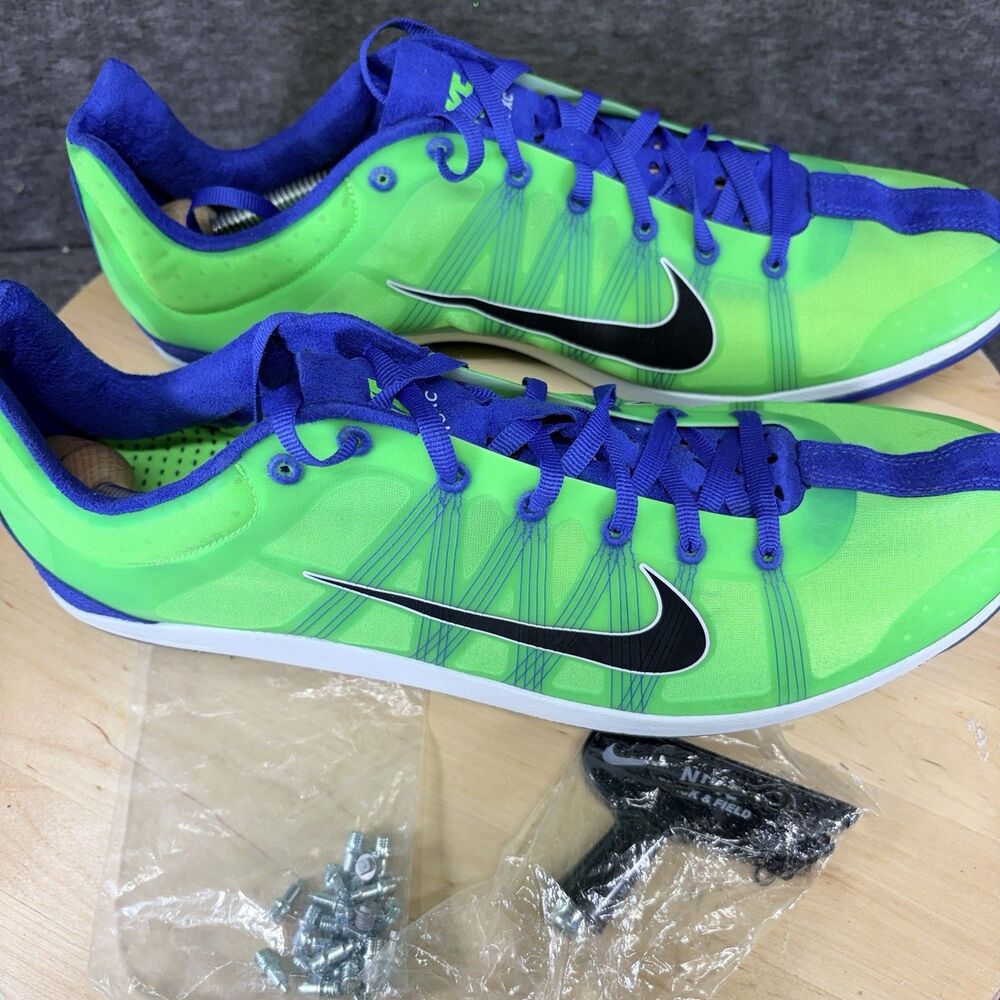 New Nike Zoom Victory XC Track Shoes - Electric Green/Black / Blue, Size 12.5